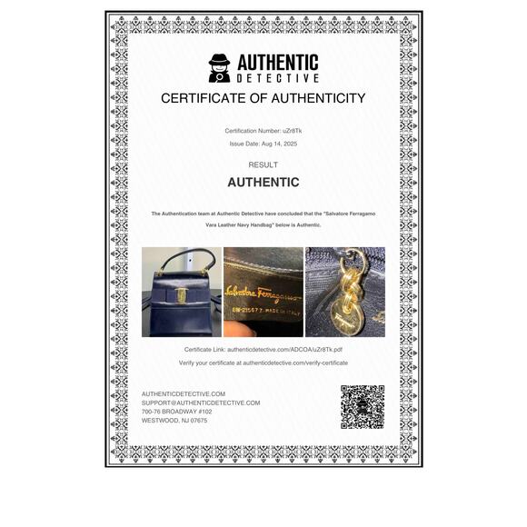 Salvatore Ferragamo Vintage Top Handle Bag in Navy Blue w/Gold Hardware - Picture 16 of 16